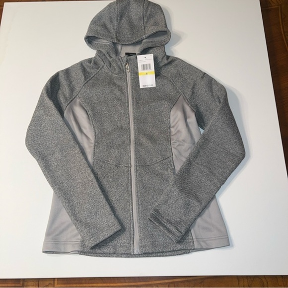 Spyder Active Full Zip Hoodie Womens Silver Size Medium Raglan Pockets $129 (K) - Picture 1 of 7